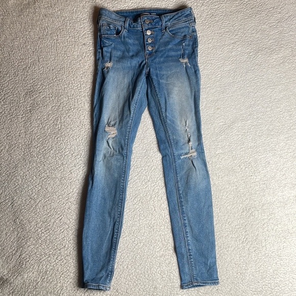 Old Navy Denim Jeans Rockstar Super Skinny Button Fly Size 0 - Picture 8 of 9